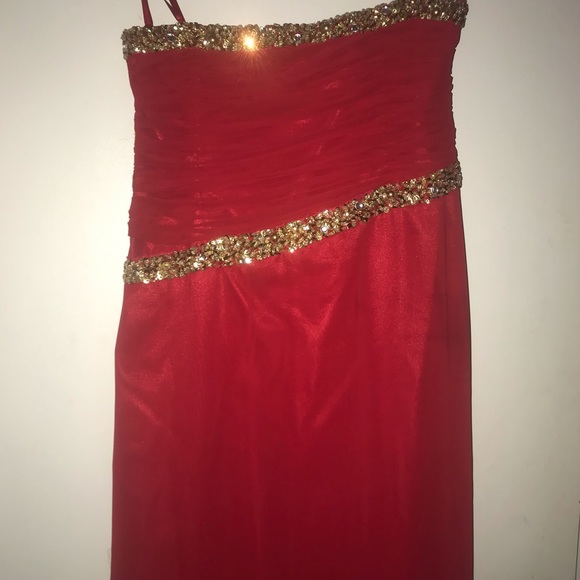 Red Strapless Formal Gown - Picture 3 of 3